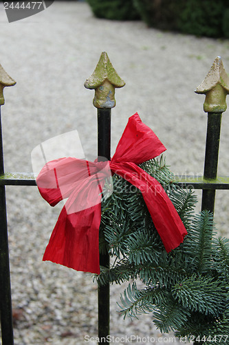 Image of Red bow on a garland