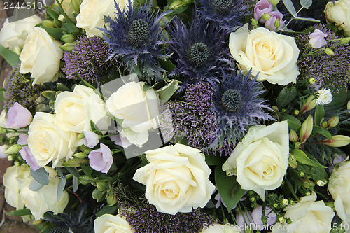 Image of Blue White Flower arrangement for a wedding