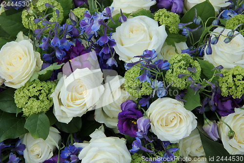 Image of Wedding arrangement in white and blue