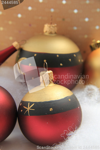 Image of red and golden christmas ornaments