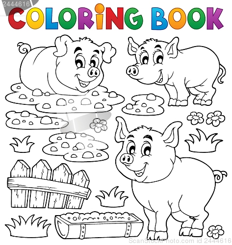 Image of Coloring book pig theme 1