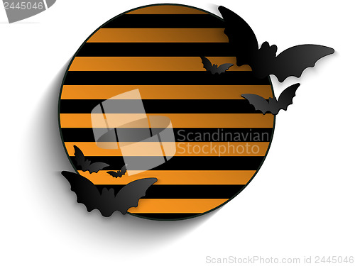 Image of Halloween Bat Circle Frame Striped Background Vector