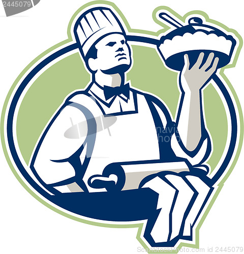 Image of Baker Chef Cook Serving Pie Retro