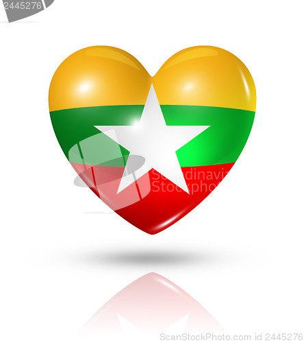 Image of Love Burma Myanmar, heart flag icon