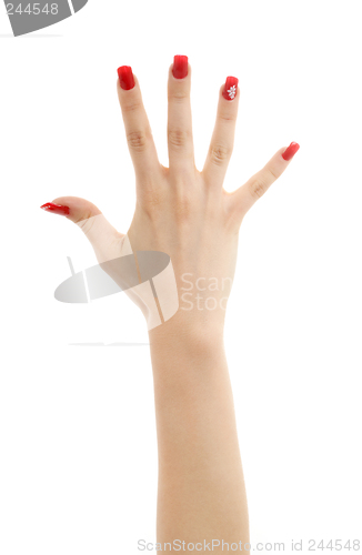 Image of hand with red nails