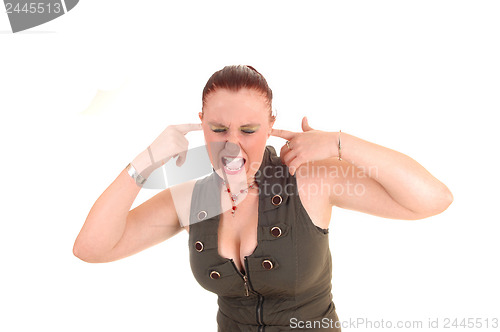 Image of Girl with finger in ear.