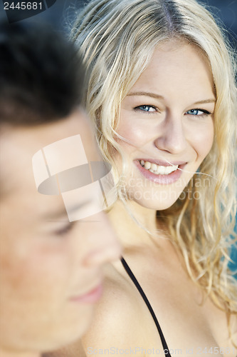 Image of blonde in the pool