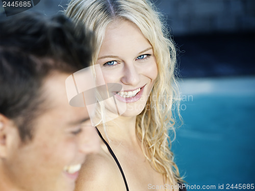 Image of blonde in the pool