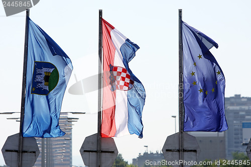 Image of Zagreb, Croatian & Eu flags