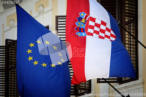 Image of EU-Croatian flags