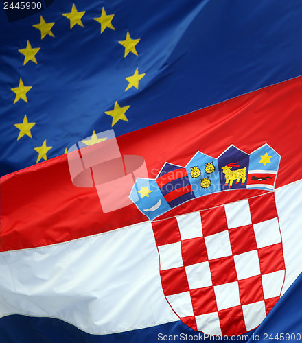 Image of  Croatian and Eu Coat of arms