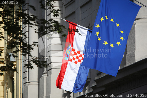 Image of EU, Croatian flag 