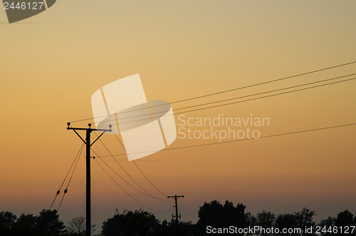 Image of Electric lines at sunset