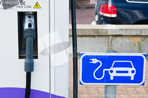 Image of Charging station for electric cars, close-up