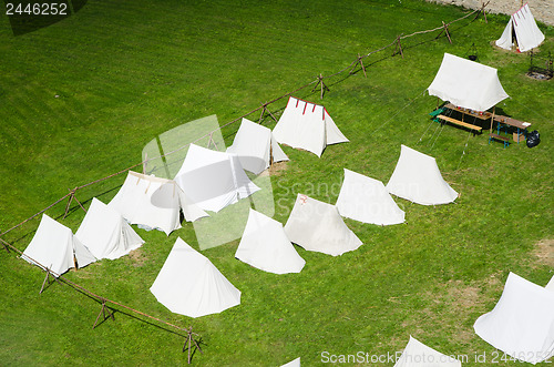 Image of camp on the green lawn