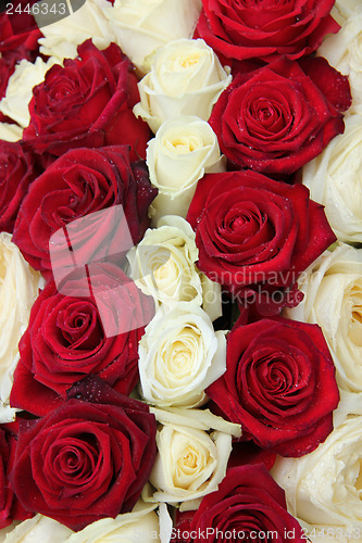 Image of Wedding centerpiece in red and white