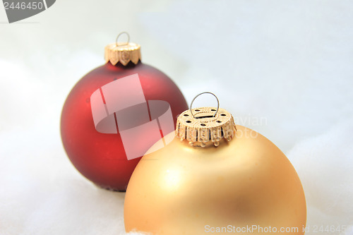 Image of Christmas decorations in red and gold