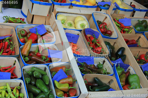 Image of Peppers at a market