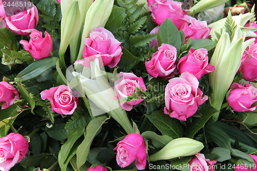 Image of Bridal roses and lillies