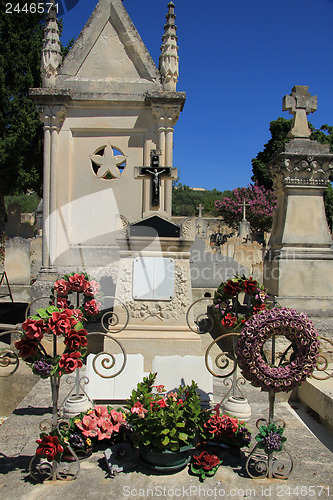 Image of Grave ornaments at an old French cemetary