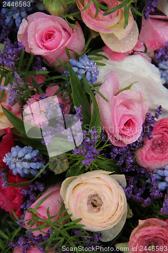 Image of Wedding arrangement in blue and pink