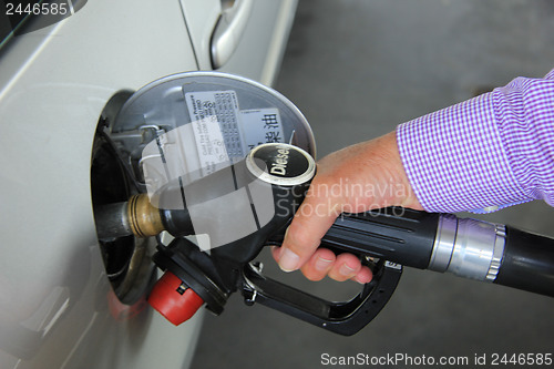 Image of Pumping gas at a gas station