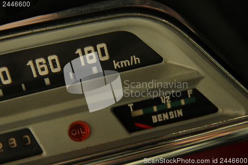 Image of Detail of a vintage car dashboard