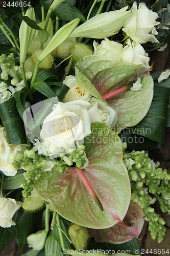 Image of Green white floral arrangement