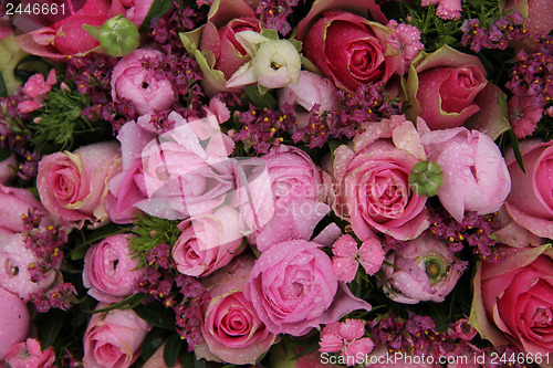 Image of Mixed pink flower arrangement