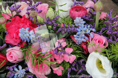 Image of Wedding arrangement in blue and pink