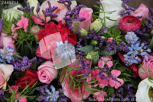 Image of Wedding arrangement in blue and pink