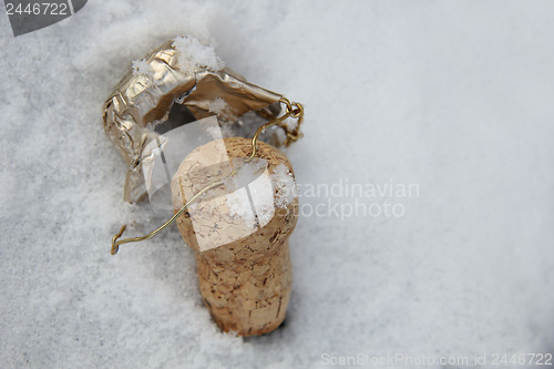 Image of Champagne cork in the snow