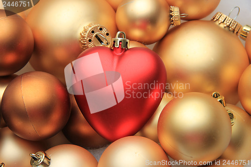 Image of Red heart shaped christmas ornament