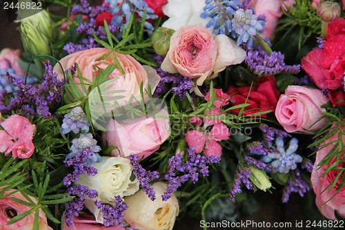 Image of Wedding arrangement in blue and pink