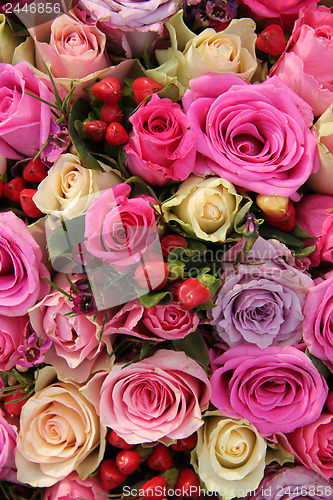 Image of Bridal rose arrangement in various shades of pink