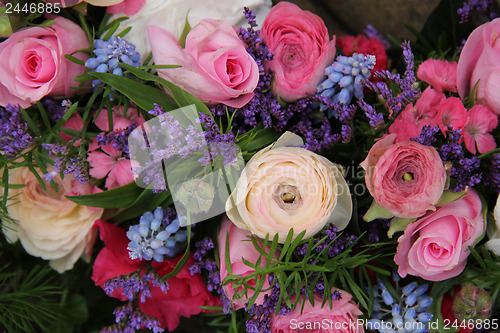 Image of Wedding arrangement in blue and pink