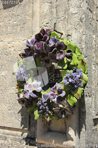 Image of Ceramic flowers funeral wreath