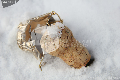 Image of Champagne cork in the snow