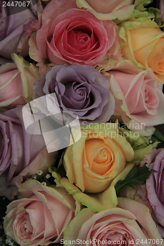Image of Pastel roses in bridal arrangement