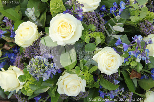 Image of Blue White Flower arrangement for a wedding