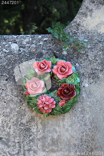 Image of Ceramic flowers funeral wreath