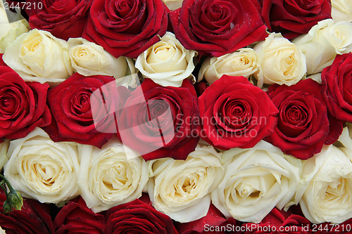 Image of Wedding centerpiece in red and white