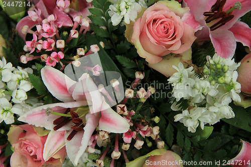 Image of pink and white bridal arrangement