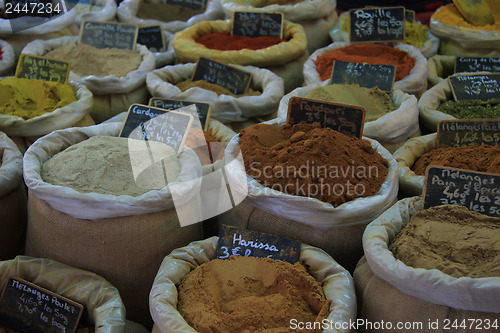 Image of Herbs and spices at a French market