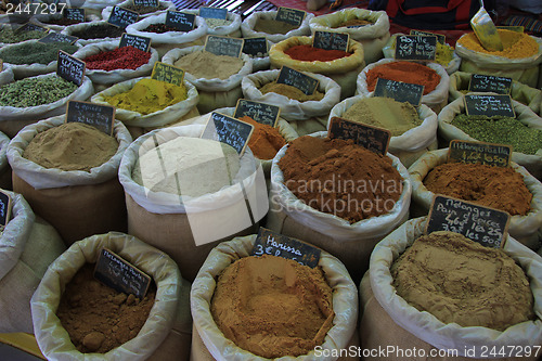 Image of Herbs and spices at a French market