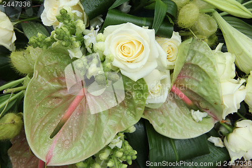 Image of Green white floral arrangement