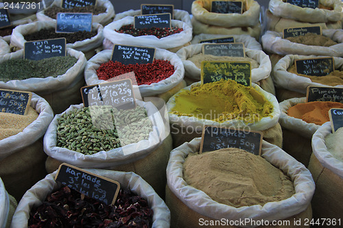 Image of Herbs and spices at a French market