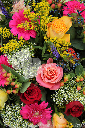 Image of Mixed flower arrangement in bright colors