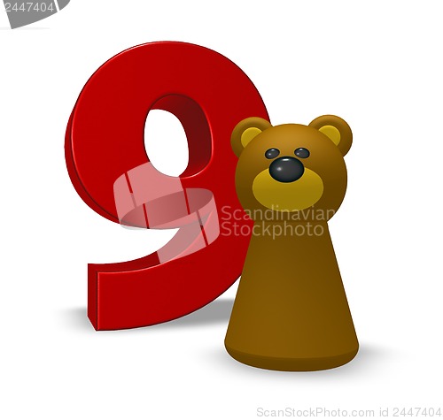 Image of number nine and bear