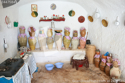Image of Kitchen of troglodyte home.